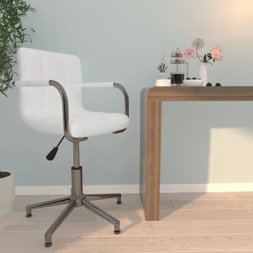 Cadeira de Escritório Giratória Couro Artificial Branco