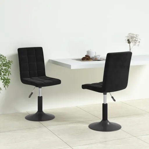 Cadeiras de Jantar Giratórias   Veludo Preto (2 pcs)