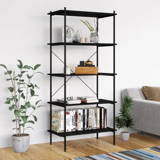 Unidade com 5 Prateleiras 80x40x163 cm Preto