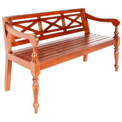 Banco Batávia 123 cm Madeira de Mogno Maciça Castanho-Escuro