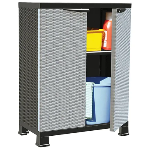 Armário de Plástico 68x39x92 cm Design em Vime