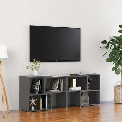 Móvel de TV 104x30x52 cm Derivados de Madeira Cinza Brilhante
