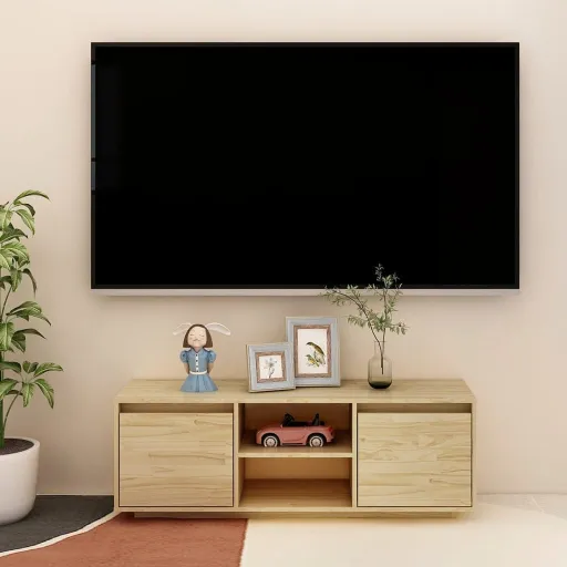 Móvel de TV 110x30x40 cm Madeira de Pinho Maciça