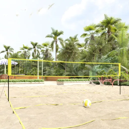 Rede de Voleibol 823x244 cm Tecido PE Amarelo e Preto