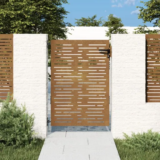 Portão de Jardim 85x125 cm Aço Corten Design Quadrados