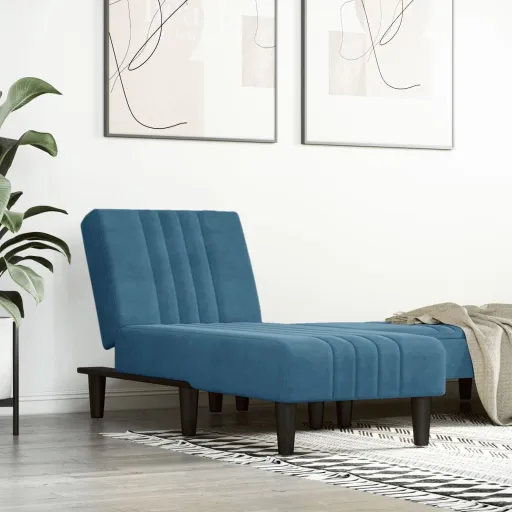 Chaise Longue Veludo Azul
