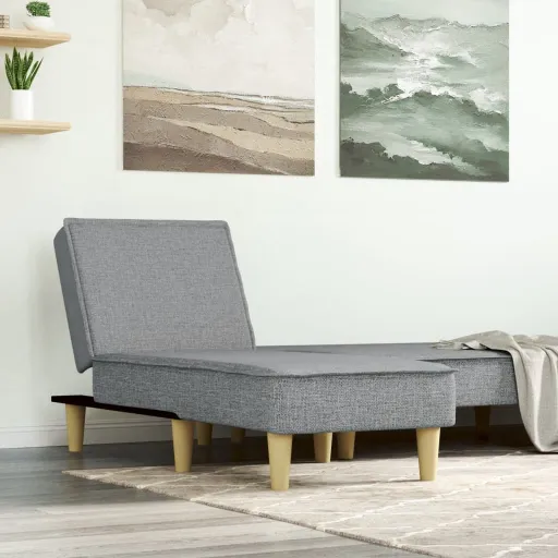 Chaise Longue Tecido Cinzento-Claro