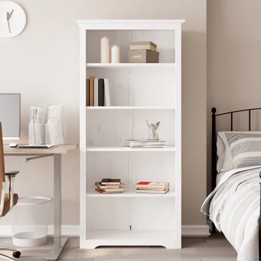 Estante BODO 5 Prateleiras 82x40x173 cm Pinho Maciço Branco