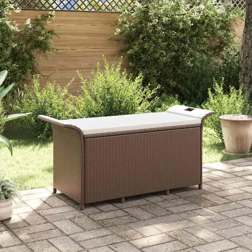 Banco de Jardim com Almofadão 116x46x57 cm Vime PE Castanho