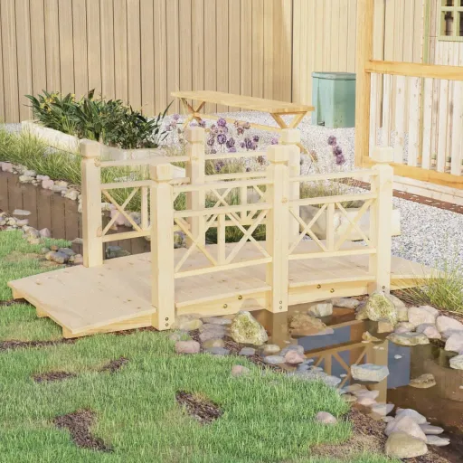 Ponte de Jardim com Corrimões 150x67x56 cm Abeto Maciço