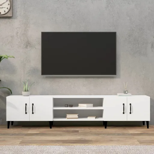 Móvel de TV Branco 180x31,5x40 cm Madeira Engenheirada