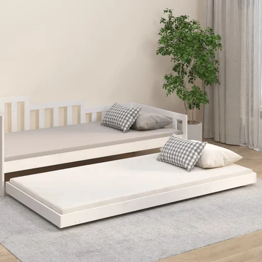 Estrutura de Cama Sem Colchão 80x200 cm Pinho Maciço Branco