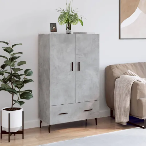 Aparador Alto 69,5x31x115 cm Derivados de Madeira Cinza-Cimento