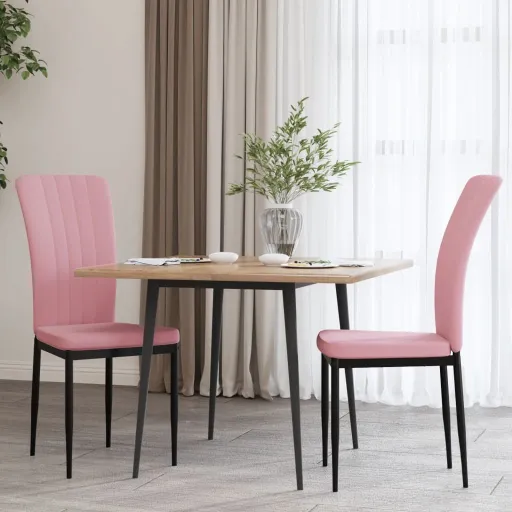 Cadeiras de Jantar   Veludo Rosa (2 pcs)