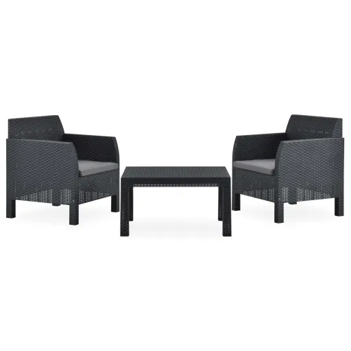 Conjunto Lounge Jardim com Almofadões Vime PP Antracite (3 pcs)