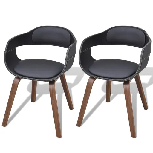 Cadeiras Jantar   Madeira Curvada e Couro Artificial Preto (2 pcs)