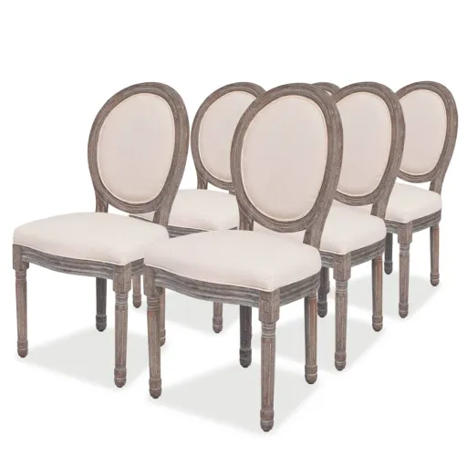 Cadeiras de Jantar   Tecido Cor Creme (6 pcs)