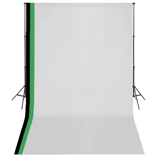 Kit Estúdio Fotografia 3 Fundos Algodão, Moldura Ajustável 3x5m