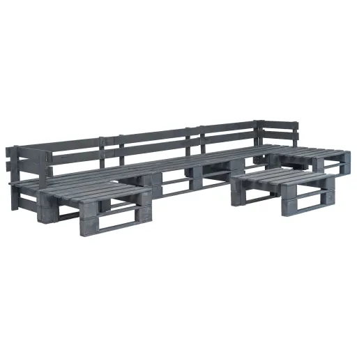 Conjunto Lounge de Jardim Paletes Madeira Cinzento (6 pcs)