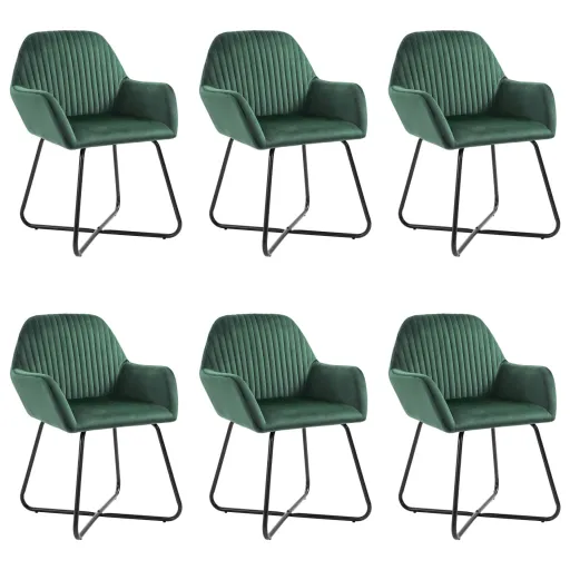 Cadeiras de Jantar   Veludo Verde (6 pcs)
