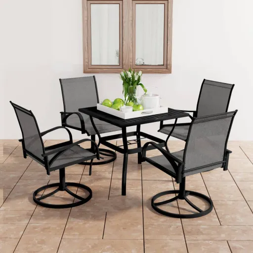 Conjunto de Jantar para Jardim Textilene e Aço (5 pcs)