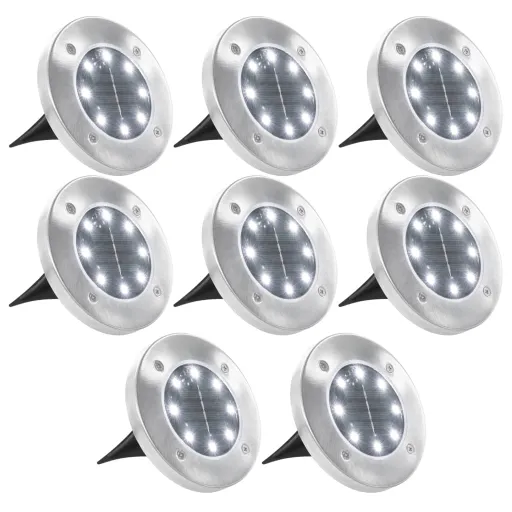 Iluminação LED Solar de Solo   Branco (8 pcs)