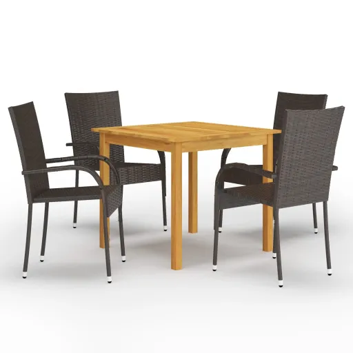 Conjunto de Jantar para Jardim Castanho (5 pcs)