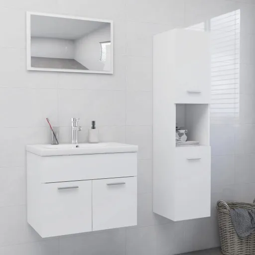 Conjunto de Móveis de Casa de Banho Derivados de Madeira Branco