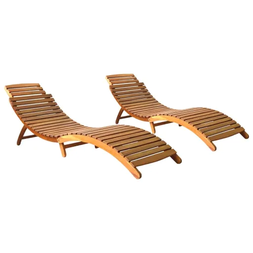 Espreguiçadeiras   Madeira de Acácia Maciça (2 pcs)