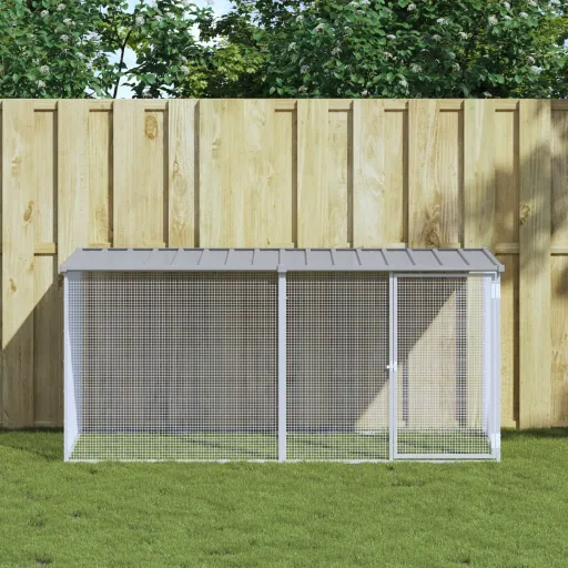 Gaiola para Galinhas com Teto Cinza Claro 203x98x90 cm Aço Galvanizado