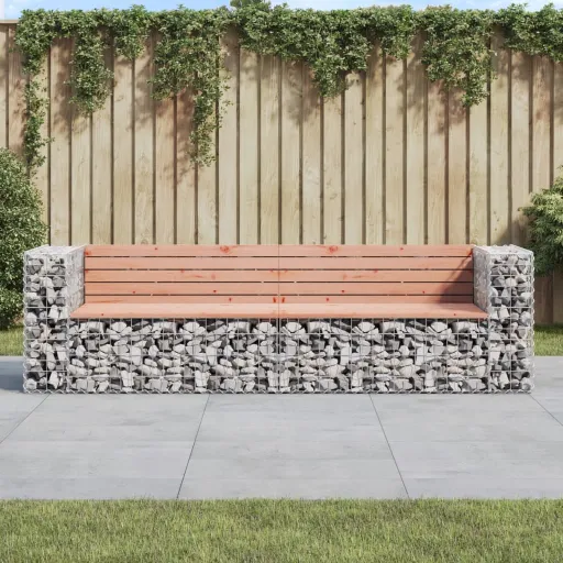 Banco Jardim Design Gabião 244x71x65,5cm Madeira Douglas Maciça