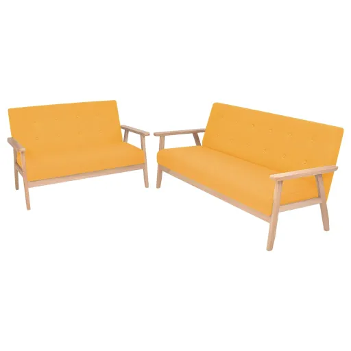 Conjunto de Sofás   Tecido Amarelo (2 pcs)