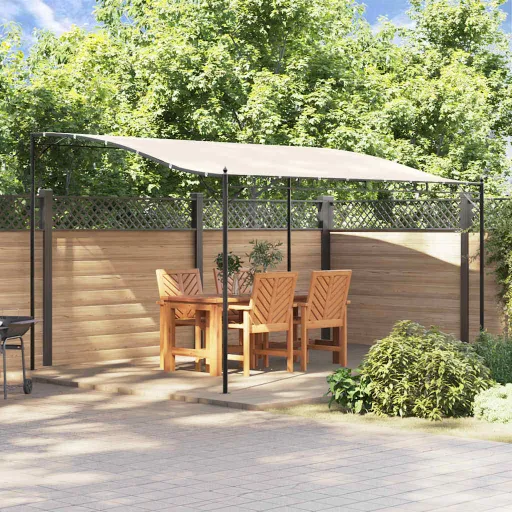 Toldo 4x3 m 180 g/m² Tecido e Aço Cor Creme