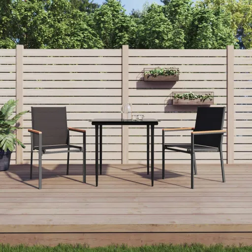 Cadeiras de Jardim   55x61,5x90 cm Textilene e Aço Preto (2 pcs)