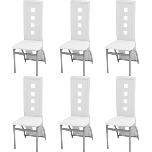 Cadeiras de Jantar   Couro Artificial Branco (6 pcs)