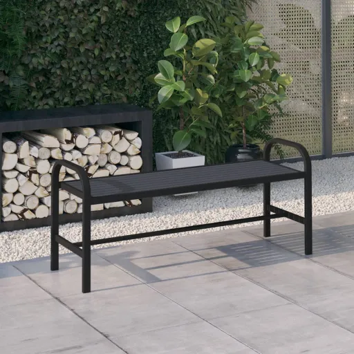 Banco de Jardim 124,5 cm Aço e WPC Preto