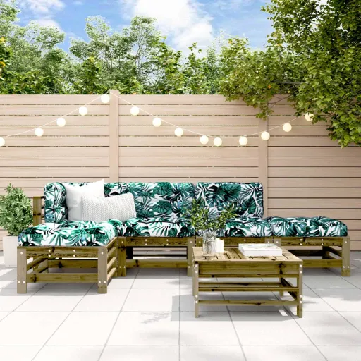Conjunto Lounge de Jardim Madeira de Pinho Impregnada (6 pcs)