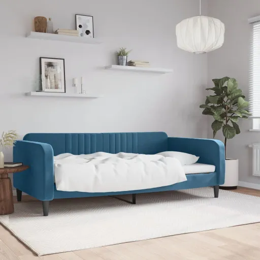 Sofá-Cama 100x200 cm Veludo Azul