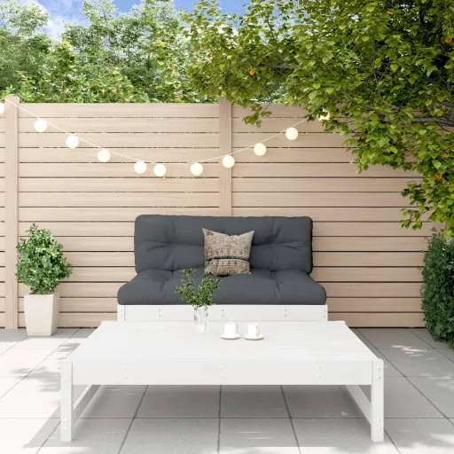 Conjunto Lounge de Jardim Madeira de Pinho Maciça Branco (2 pcs)