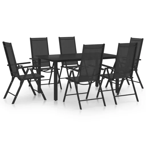 Conjunto de Jantar para Jardim Alumínio Preto (7 pcs)