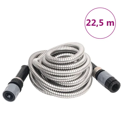 Mangueira Jardim c/ Bico Pulverização 22,5 m Aço Inox. Prateado