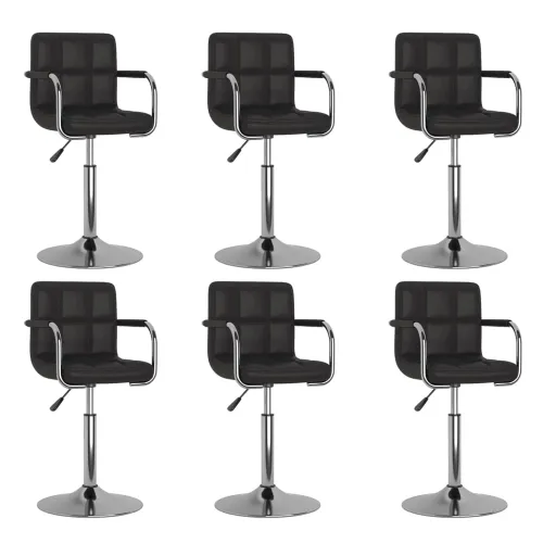 Cadeiras de Jantar Giratórias   Couro Artificial Preto (6 pcs)