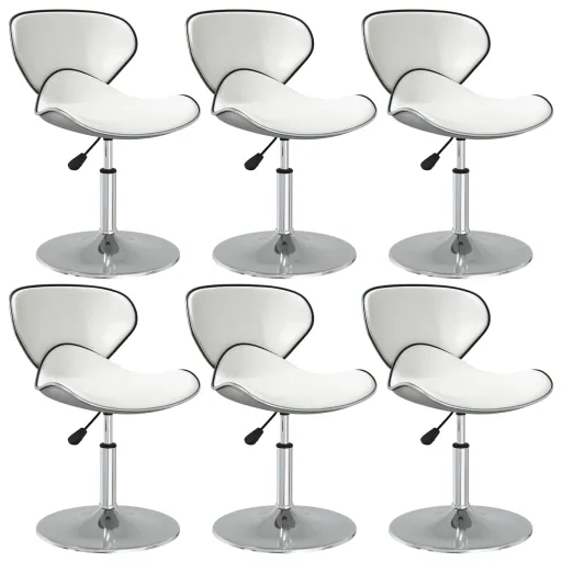 Cadeiras de Jantar   Couro Artificial Branco (6 pcs)