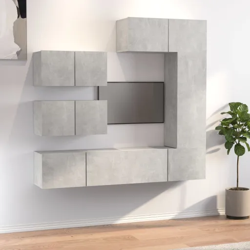 Conjunto Móveis de TV   Madeira Processada Cinzento Cimento (6 pcs)