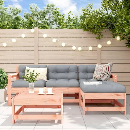 Conj. Lounge Jardim com Almofadões Madeira Douglas Maciça (5 pcs)