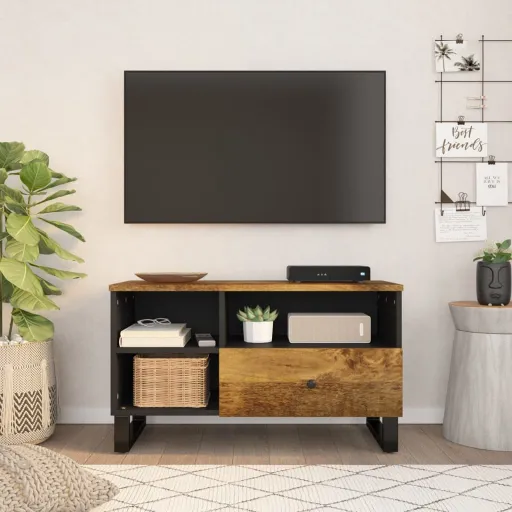 Móvel de TV 80x33x46 cm Mangueira Maciça/Derivados Madeira
