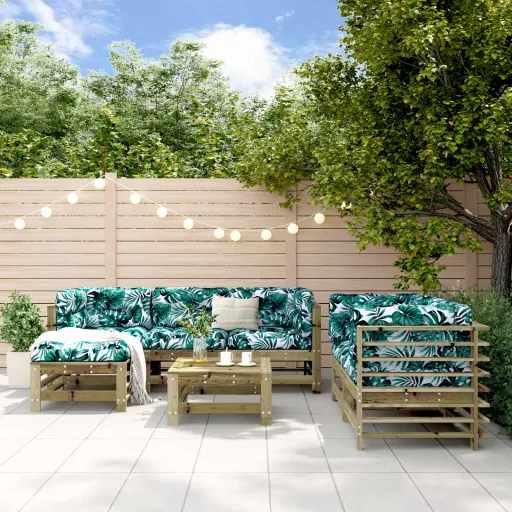 Conjunto Lounge de Jardim Madeira de Pinho Impregnada (7 pcs)