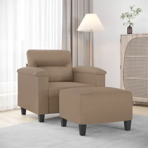 Poltrona com Apoio de Pés 60 cm Couro Artificial Cappuccino