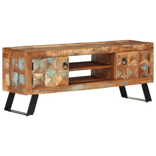 Móvel de TV 112x30x45 cm Madeira Recuperada Maciça