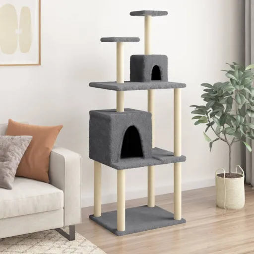 Árvore p/ Gatos c/ Postes Arranhadores Sisal 167cm Cinza-Escuro